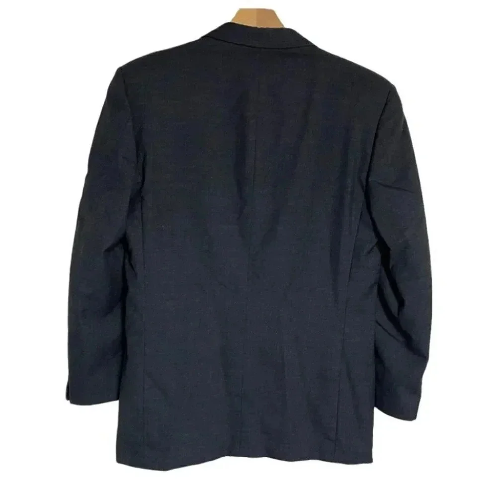 Daniel Hechter Blazer 39R Charcoal Gray Pure New Wool‎ Two Button Suit Jacket